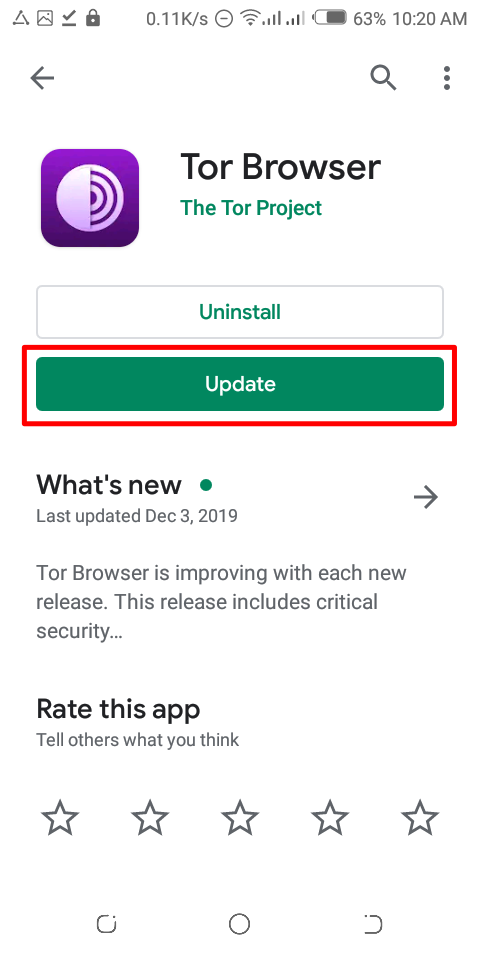 Actualizar Navegador Tor para Android en Google Play